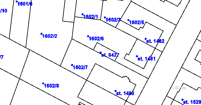 Parcela st. 6427 v KÚ Písek, Katastrální mapa