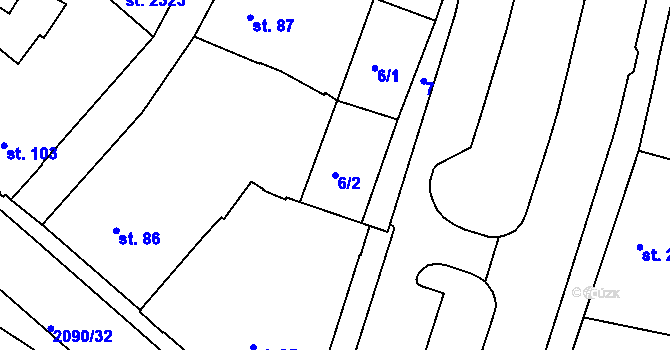 Parcela st. 6/2 v KÚ Písek, Katastrální mapa
