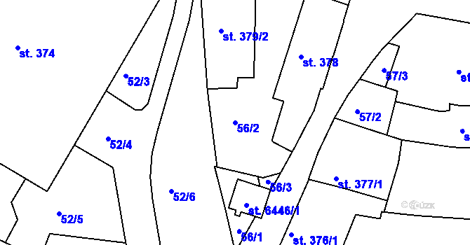 Parcela st. 56/2 v KÚ Písek, Katastrální mapa