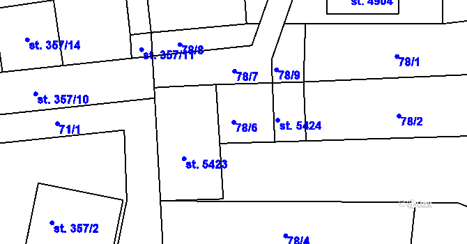 Parcela st. 78/6 v KÚ Písek, Katastrální mapa