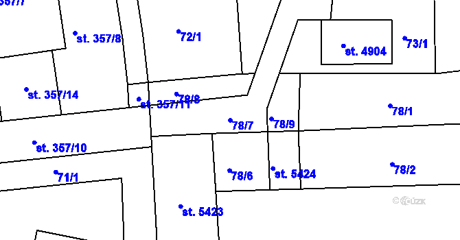 Parcela st. 78/7 v KÚ Písek, Katastrální mapa