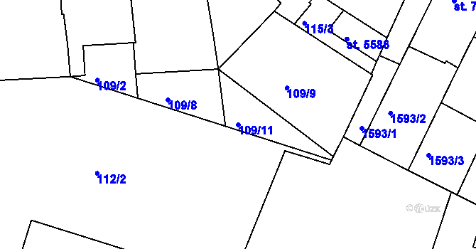 Parcela st. 109/11 v KÚ Písek, Katastrální mapa