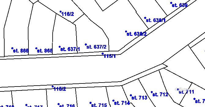 Parcela st. 115/1 v KÚ Písek, Katastrální mapa