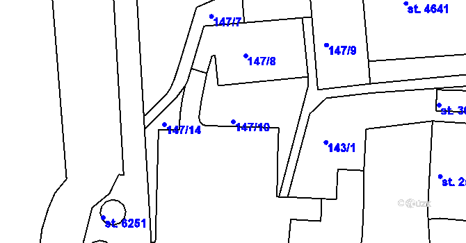 Parcela st. 147/10 v KÚ Písek, Katastrální mapa