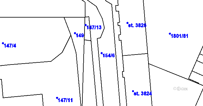 Parcela st. 154/6 v KÚ Písek, Katastrální mapa