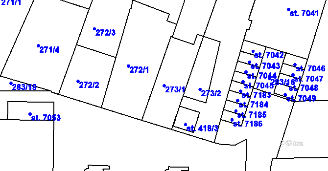 Parcela st. 273/1 v KÚ Písek, Katastrální mapa