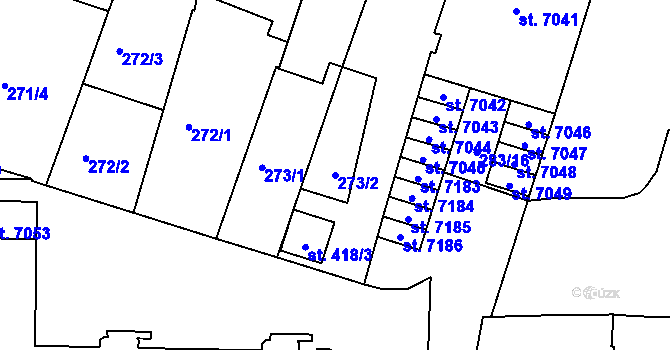 Parcela st. 273/2 v KÚ Písek, Katastrální mapa