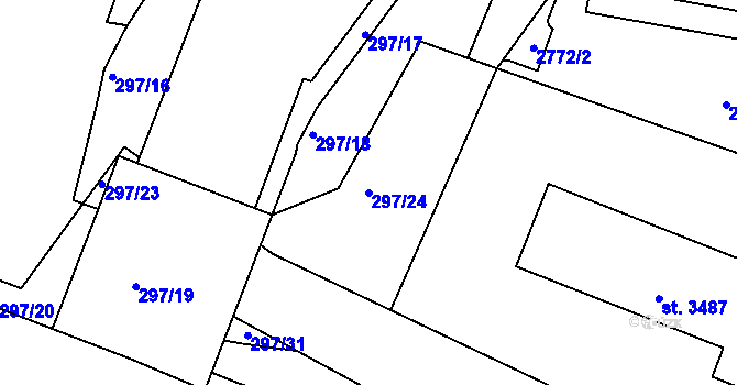 Parcela st. 297/24 v KÚ Písek, Katastrální mapa