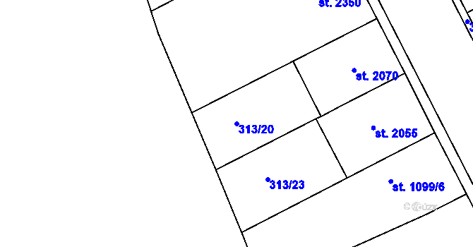 Parcela st. 313/20 v KÚ Písek, Katastrální mapa
