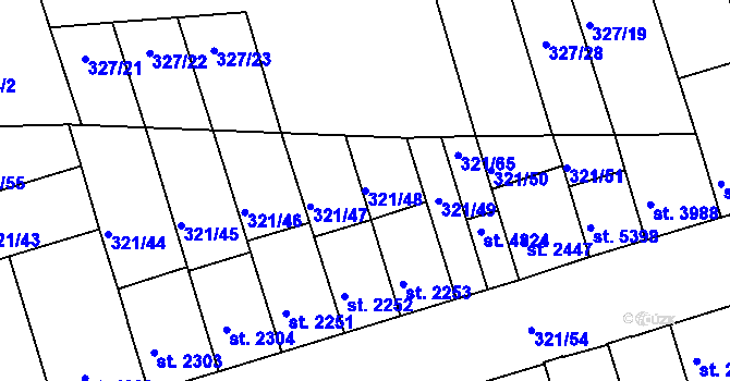 Parcela st. 321/48 v KÚ Písek, Katastrální mapa
