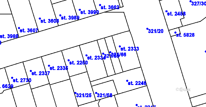 Parcela st. 321/60 v KÚ Písek, Katastrální mapa