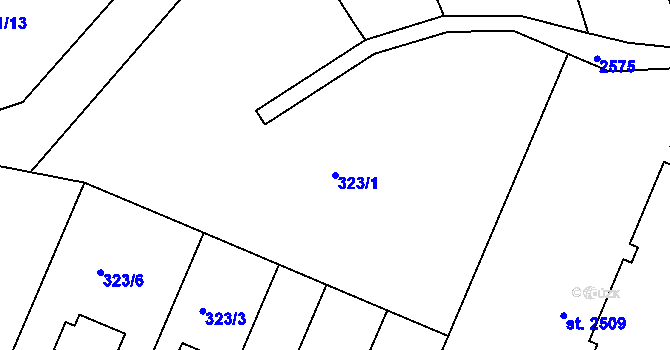 Parcela st. 323/1 v KÚ Písek, Katastrální mapa