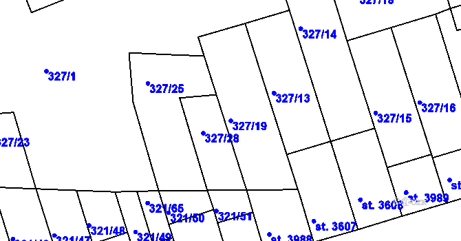 Parcela st. 327/19 v KÚ Písek, Katastrální mapa