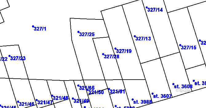 Parcela st. 327/28 v KÚ Písek, Katastrální mapa