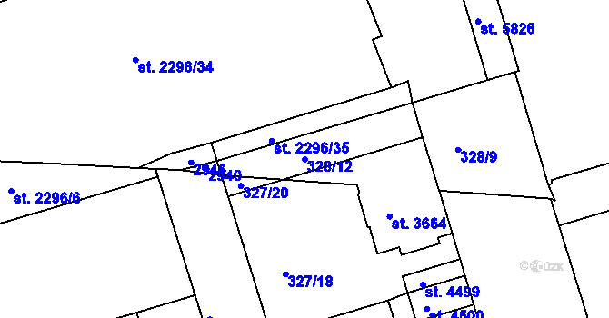 Parcela st. 328/12 v KÚ Písek, Katastrální mapa