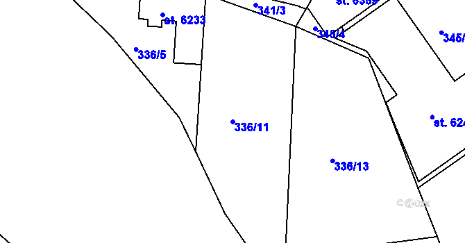 Parcela st. 336/11 v KÚ Písek, Katastrální mapa
