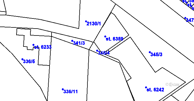 Parcela st. 345/4 v KÚ Písek, Katastrální mapa