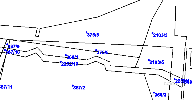 Parcela st. 375/5 v KÚ Písek, Katastrální mapa