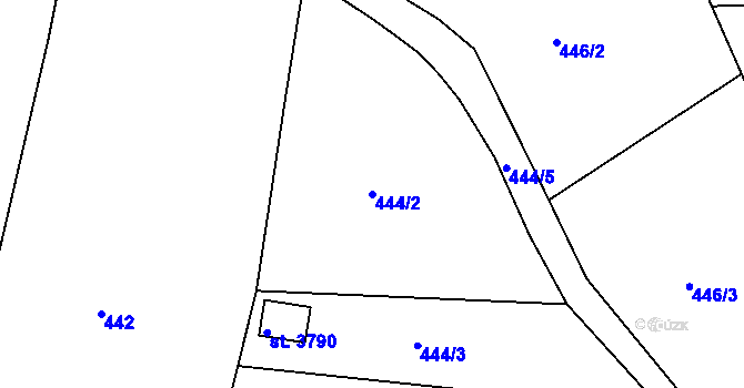 Parcela st. 444/2 v KÚ Písek, Katastrální mapa