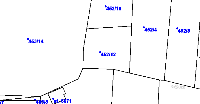 Parcela st. 452/12 v KÚ Písek, Katastrální mapa
