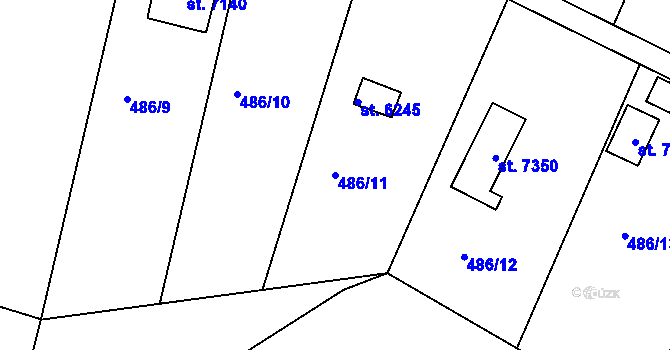 Parcela st. 486/11 v KÚ Písek, Katastrální mapa