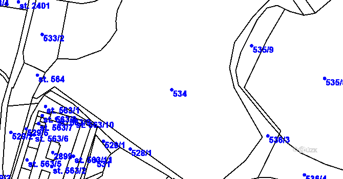 Parcela st. 534 v KÚ Písek, Katastrální mapa
