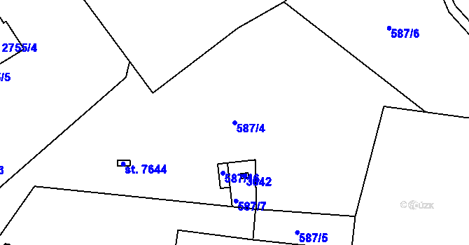 Parcela st. 587/4 v KÚ Písek, Katastrální mapa