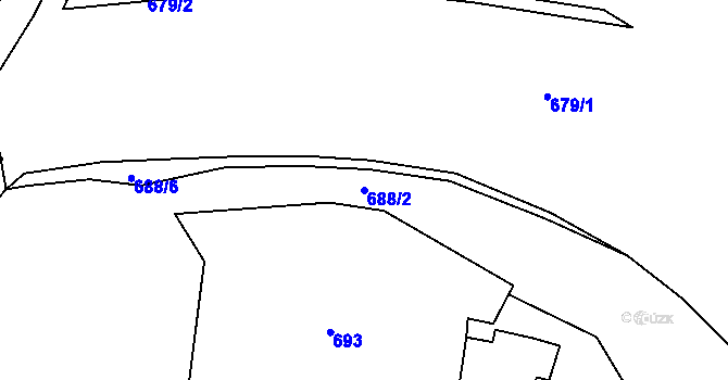 Parcela st. 688/2 v KÚ Písek, Katastrální mapa