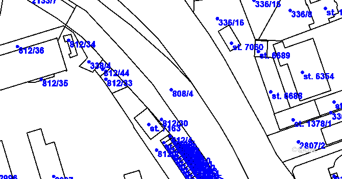 Parcela st. 808/4 v KÚ Písek, Katastrální mapa