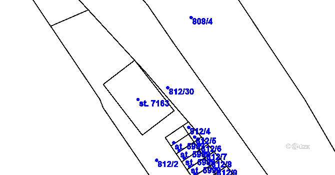 Parcela st. 812/30 v KÚ Písek, Katastrální mapa