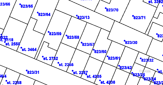 Parcela st. 823/57 v KÚ Písek, Katastrální mapa