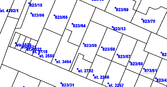 Parcela st. 823/59 v KÚ Písek, Katastrální mapa