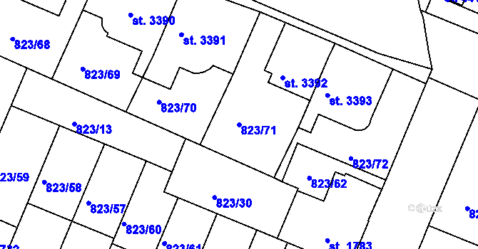 Parcela st. 823/71 v KÚ Písek, Katastrální mapa