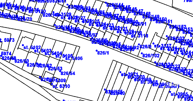 Parcela st. 826/1 v KÚ Písek, Katastrální mapa