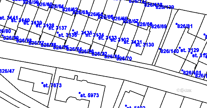 Parcela st. 826/71 v KÚ Písek, Katastrální mapa