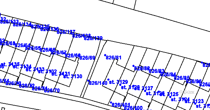 Parcela st. 826/81 v KÚ Písek, Katastrální mapa