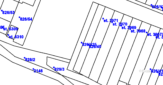 Parcela st. 826/125 v KÚ Písek, Katastrální mapa