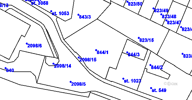 Parcela st. 844/1 v KÚ Písek, Katastrální mapa