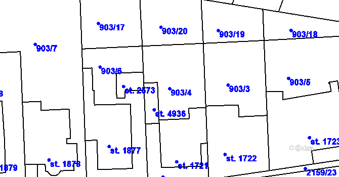 Parcela st. 903/4 v KÚ Písek, Katastrální mapa