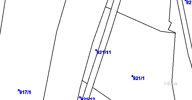 Parcela st. 921/11 v KÚ Písek, Katastrální mapa