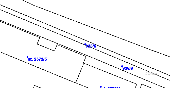 Parcela st. 928/6 v KÚ Písek, Katastrální mapa