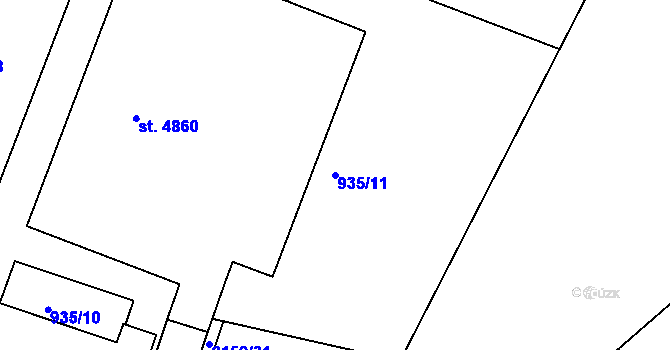 Parcela st. 935/11 v KÚ Písek, Katastrální mapa