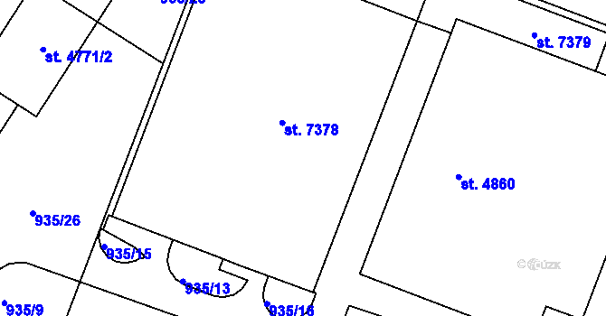Parcela st. 935/12 v KÚ Písek, Katastrální mapa