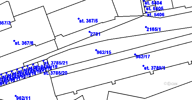 Parcela st. 962/15 v KÚ Písek, Katastrální mapa
