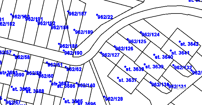 Parcela st. 962/127 v KÚ Písek, Katastrální mapa