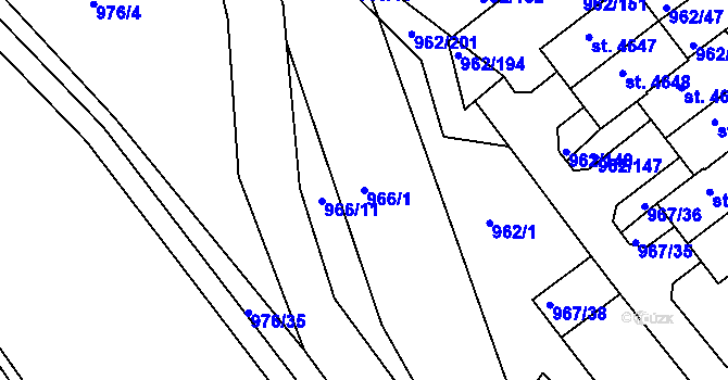 Parcela st. 966/1 v KÚ Písek, Katastrální mapa