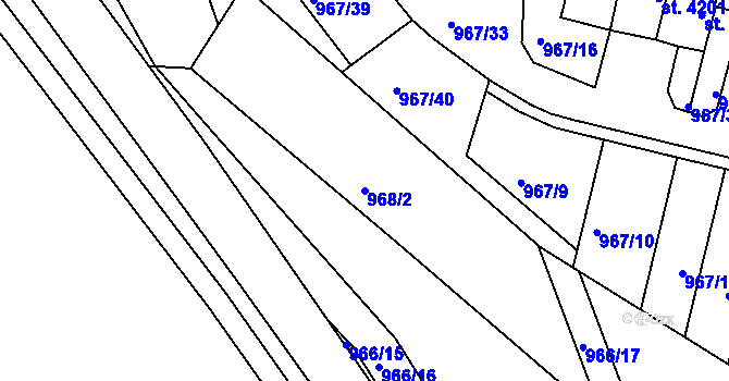 Parcela st. 968/2 v KÚ Písek, Katastrální mapa