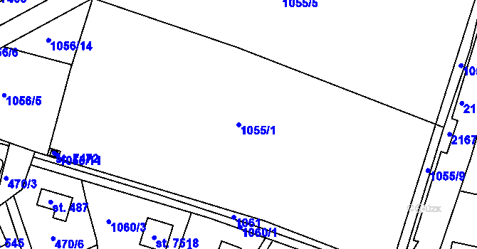 Parcela st. 1055/1 v KÚ Písek, Katastrální mapa