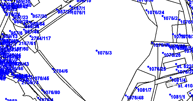 Parcela st. 1076/3 v KÚ Písek, Katastrální mapa