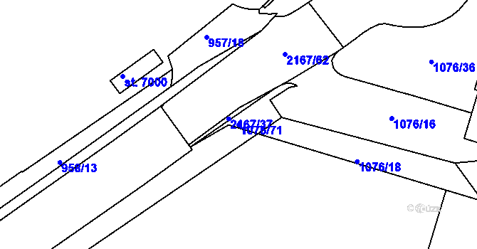 Parcela st. 1076/71 v KÚ Písek, Katastrální mapa